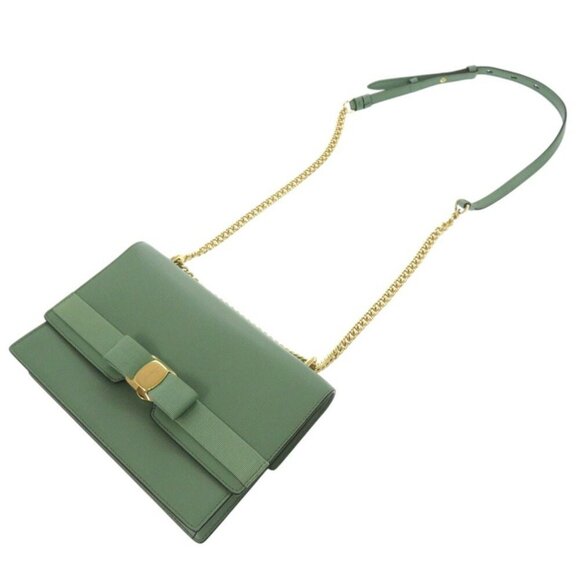 SALVATORE FERRAGAMO Green Leather Shoulder Bag - Picture 4 of 10
